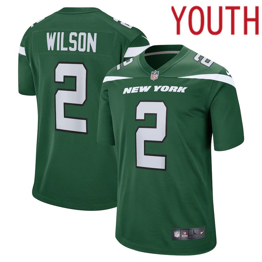 Youth New York Jets #2 Zach Wilson Nike Gotham Green Game NFL Jersey
